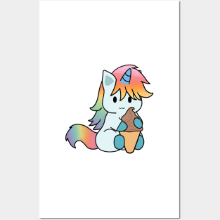 Rainbow Unicorn Chocolate Ice Cream Posters and Art